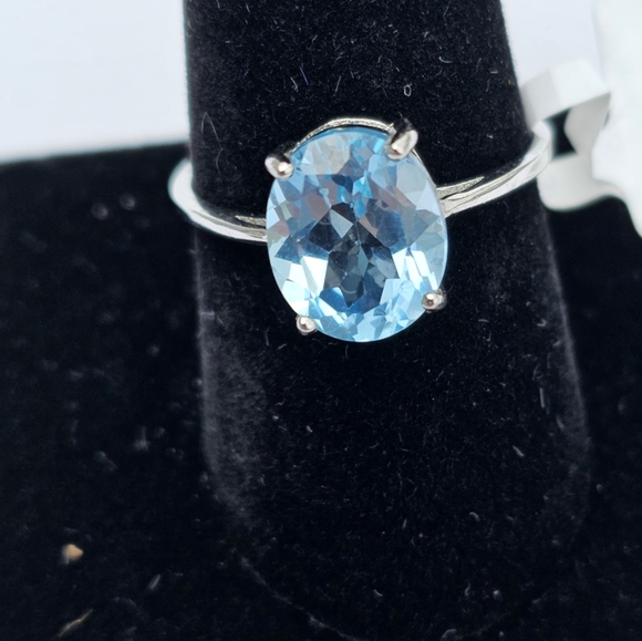 Natural Sky Blue Topaz 4.80 Carat Sterling Silver Ring Size 10 New! - Picture 4 of 7